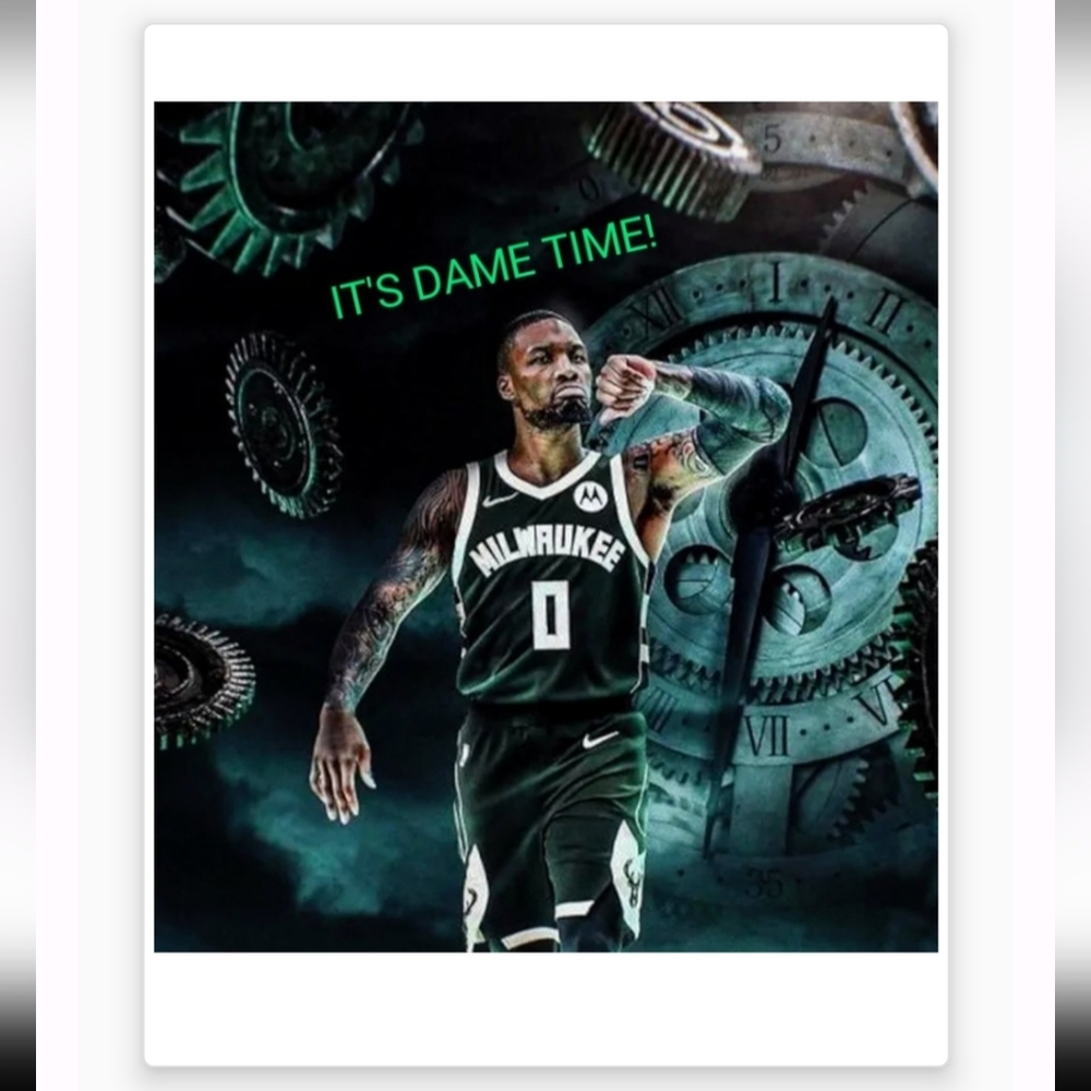 NEW!💯 DAMIAN LILLARD 8.5x11 ULTRA GLOSSY BUCKS COLOR ART SELF-CREATED POSTER!🤩